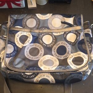 Coach Blue and Gray Baby Bag